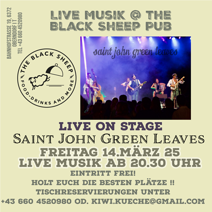 Live Musik @ the Black Sheep Pub: saint john green leaves