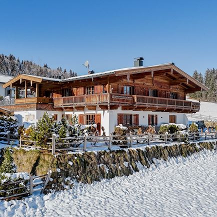 Blick auf das Chalet im Winter