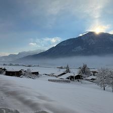 Ausblick vom Balkon im Winter