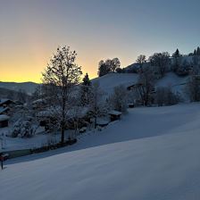 Ausblick vom Balkon im Winter