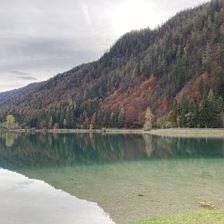 Direkt am Seeufer im Herbst